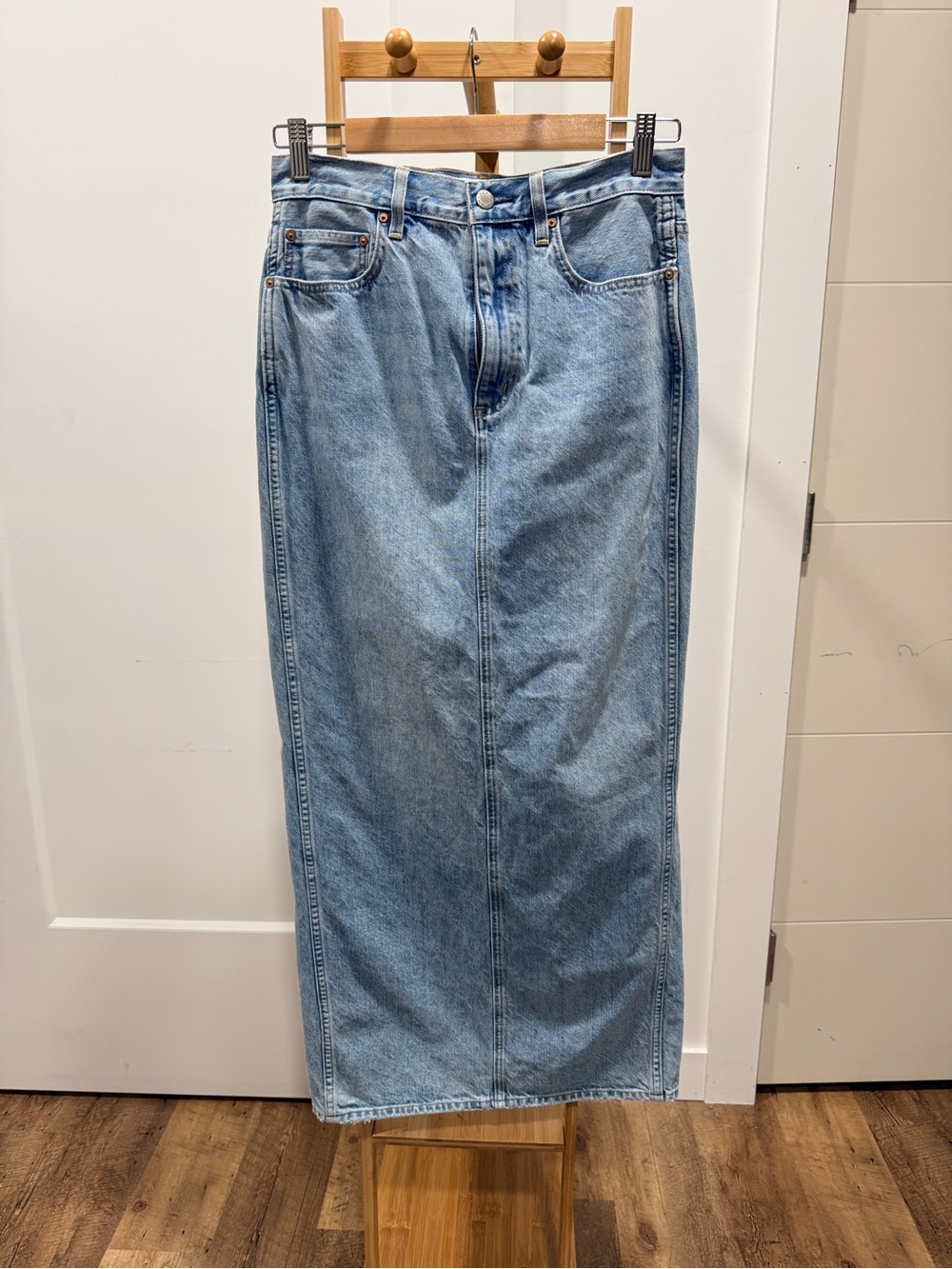 Denim Forum The '90s Pencil Maxi Jean Skirt Blue Maxi Denim Skirt Waist 27 Like